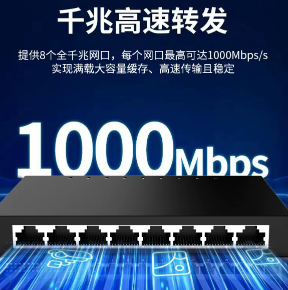 千兆八口交换机2.5G路由器分流器网线分线器网络扩展端口集线器家庭宿舍家用监控
